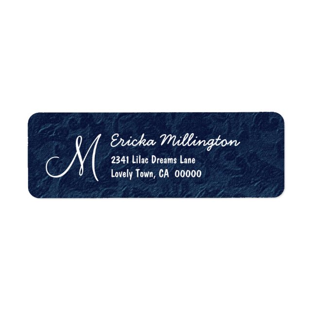 Navy Blue Textured Background Monogram Version 006 (Front)