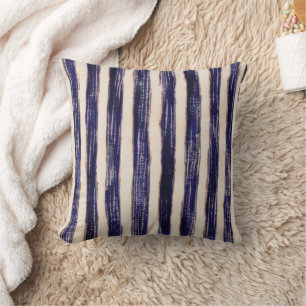 Navy Blue Textured Stripes Cushion