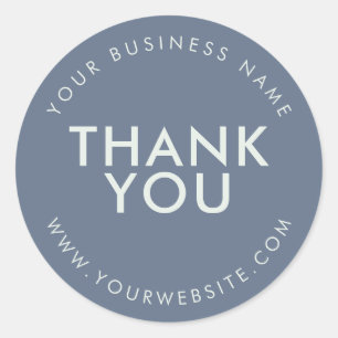 Navy Blue THANK YOU Custom Text Business Website Classic Round Sticker