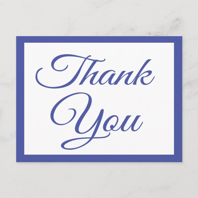 Navy Blue Thank You Greeting Postcard (Front)