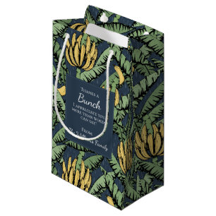 Navy Blue Thanks a Bunch Yellow Bananas Thank You Small Gift Bag