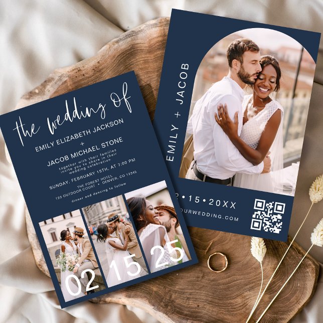 Navy Blue The Wedding of Minimalist QR code Invitation (Creator Uploaded)