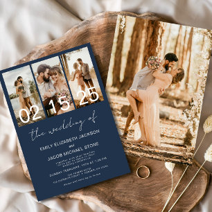 Navy Blue The Wedding of Photo Simple Minimalist Invitation