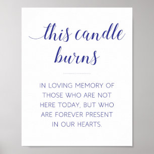 Navy Blue This Candle Burns Memorial Wedding Poster