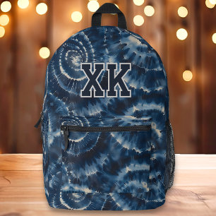 Navy Blue Tie Dye Preppy Custom Monogram Printed Backpack