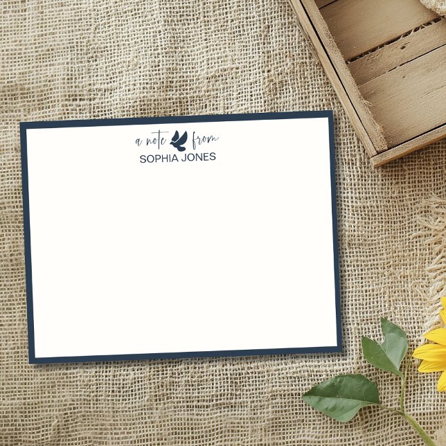 Navy Blue Timeless Dove Stationery Note Card (Creator Uploaded)