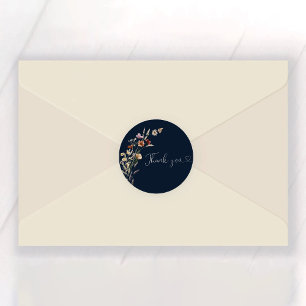 Navy Blue Tiny Wildflower Bridal Shower Classic Round Sticker
