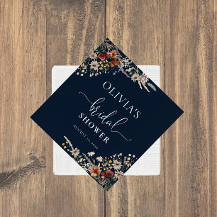 Navy Blue Tiny Wildflower Bridal Shower Napkin