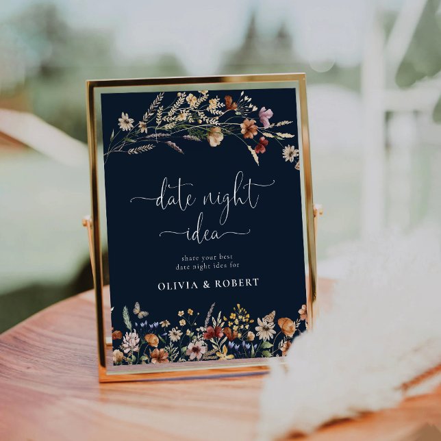 Navy Blue Tiny Wildflower Date Night Idea Sign (Creator Uploaded)