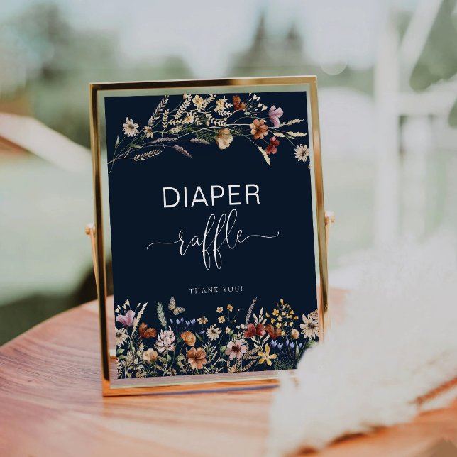 Navy Blue Tiny Wildflower Diaper Raffle Sign (Creator Uploaded)