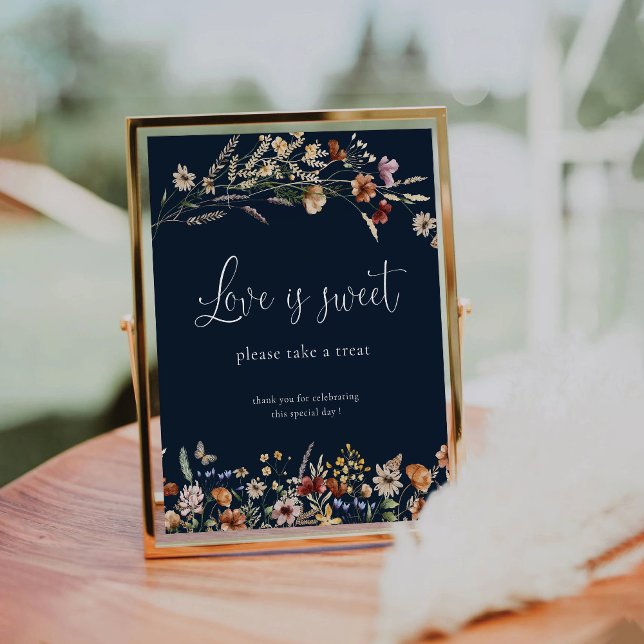 Navy Blue Tiny Wildflower Love Is Sweet Sign (Creator Uploaded)