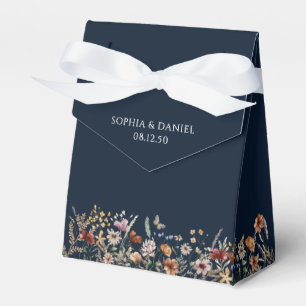 Navy Blue Tiny Wildflower Wedding Favour Box