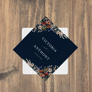 Navy Blue Tiny Wildflower Wedding Napkins