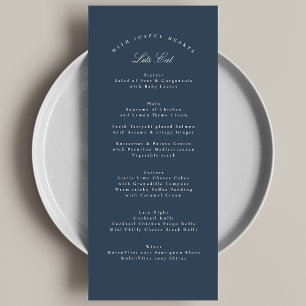 Navy Blue Traditional Calligraphy Formal Wedding Menu