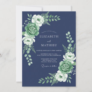 Navy Blue Tranquil Nature Wedding Invitation