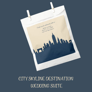 navy blue Travel City Skyline destination Wedding  Favour Bags