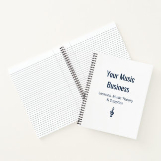 Navy Blue Treble Clef Musician Music Business Notebook