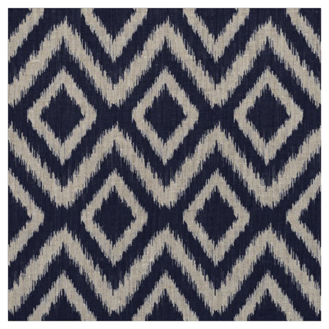 Navy Blue Tribal Ikat Chevron Fabric (Swatch)