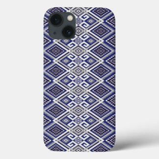 Navy Blue Tribal Motif Surface Pattern iPhone 13 Case