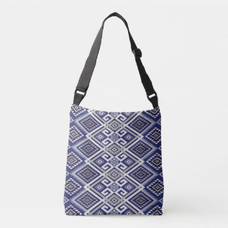 Navy Blue Tribal Motif Surface Pattern Crossbody Bag
