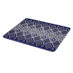 Navy Blue Tribal Motif Surface Pattern Cutting Board
