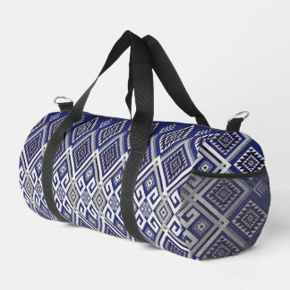 Navy Blue Tribal Motif Surface Pattern Duffle Bag