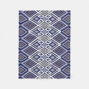 Navy Blue Tribal Motif Surface Pattern Fleece Blanket