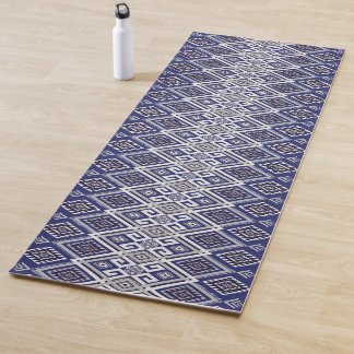 Navy Blue Tribal Motif Surface Pattern Yoga Mat