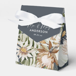 Navy blue tropical modern elegant mr and mrs favour box