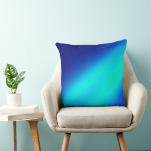 Navy blue Turquoise ombre moonlight Double Stripe Cushion