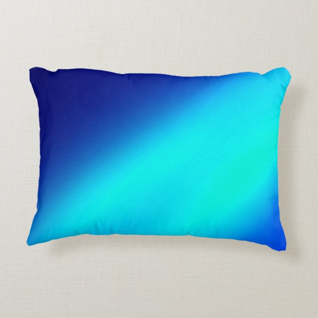 Navy blue Turquoise ombre moonlight Double Stripe Decorative Cushion (Back)