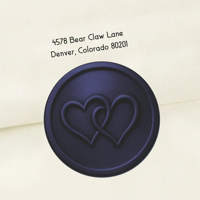 Navy  Blue Two Hearts Intertwined Wedding 2 Classic Round Sticker (Creator Uploaded)