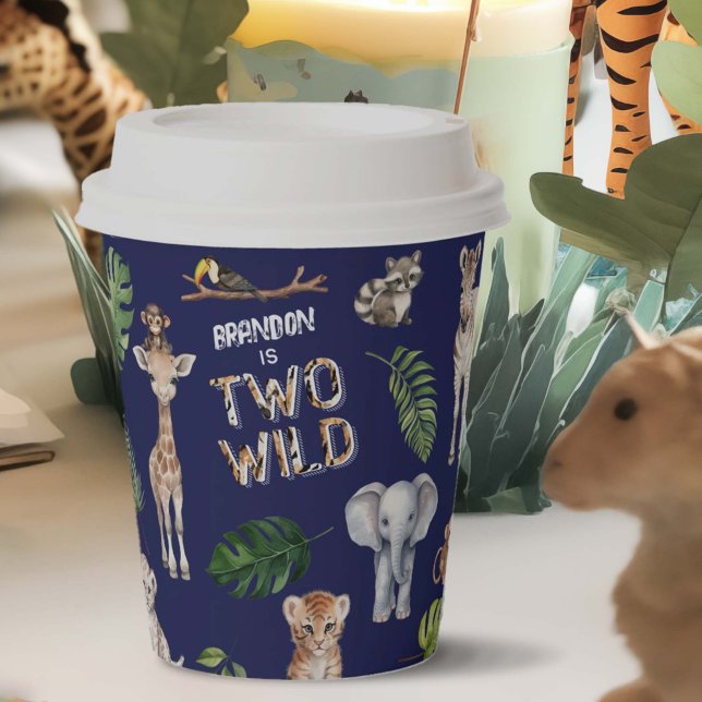 Navy Blue Two Wild Safari Themed Birthday  Paper Cups (Creator Uploaded)