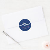 Navy Blue Tying the Knot Nautical Wedding Favour Classic Round Sticker (Envelope)
