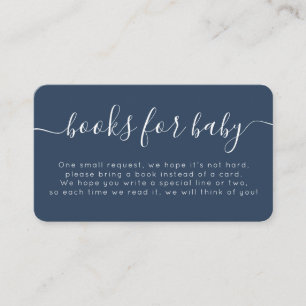 Navy Blue Typography Baby Shower Books For Baby Enclosure Card