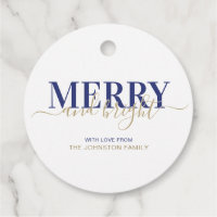 Navy blue typography merry and bright Christmas