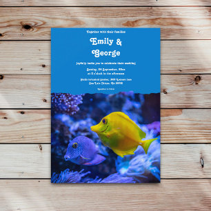Navy Blue Underwater Sea Fish Nautical wedding Invitation