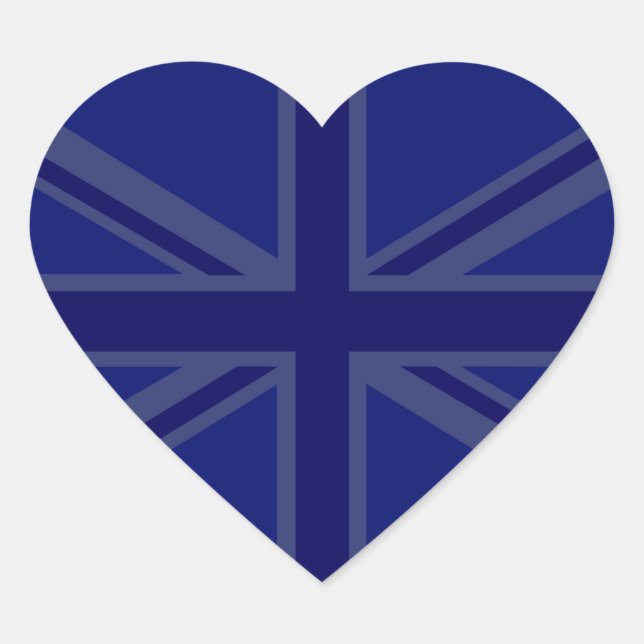 NAvy Blue Union Jack Decor Heart Sticker (Front)