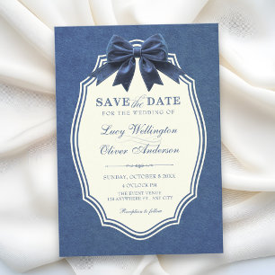 Navy Blue velvet elegant wedding Save The Date