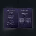 Navy Blue Velvet White Folded Wedding Program Programme<br><div class="desc">This elegant folded wedding program features a rich navy blue textured background with a refined double-line border and classic script typography for a timeless, formal look. Designed in a folded format, the front cover highlights the couple’s names and wedding date, while the interior panels neatly present the order of ceremony,...</div>