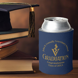Navy Blue Veterinary School Graduation Party Can Cooler
