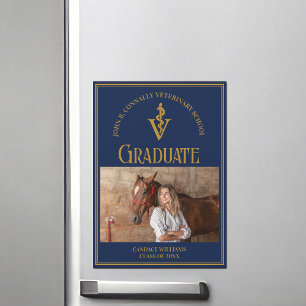 Navy Blue Veterinary School Photo Graduate Magnet
