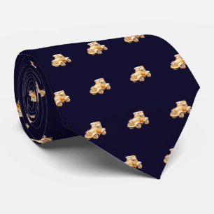 Navy Blue Vintage Child's Car Toy Pattern Tie