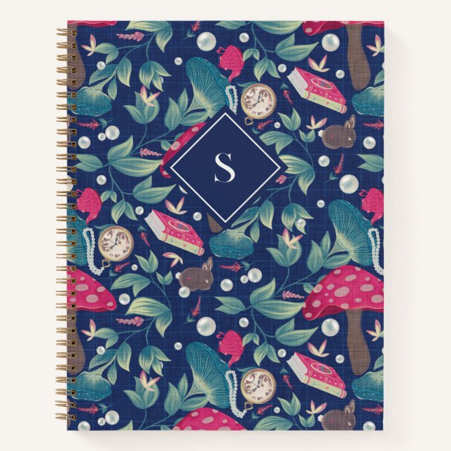 Navy Blue Vintage Cottagecore Notebook (Front)
