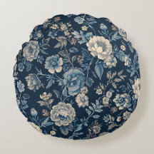 Navy Blue Vintage Floral Botanical Pattern