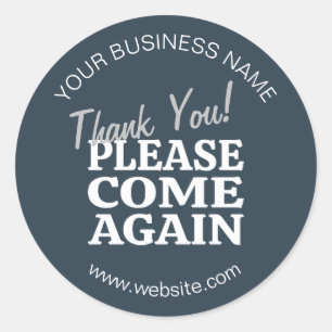 Navy Blue Vintage Inspired Thank You Classic Round Sticker