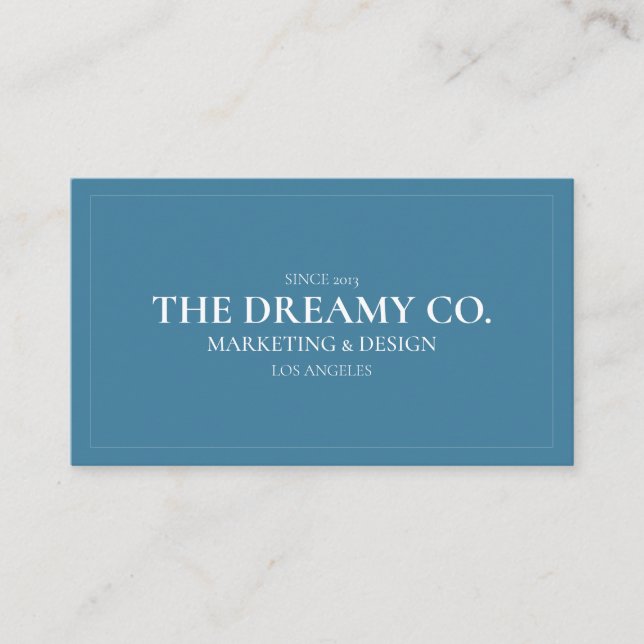 Navy Blue Vintage Simple Business Card (Front)