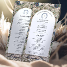 Navy Blue Vintage Wedding Program Art Nouveau