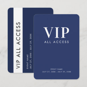 Navy Blue VIP All Access 3.5" x 5" ID Badge Invitation