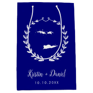 Navy Blue Virgin Islands Map Wedding Welcome Swag Medium Gift Bag